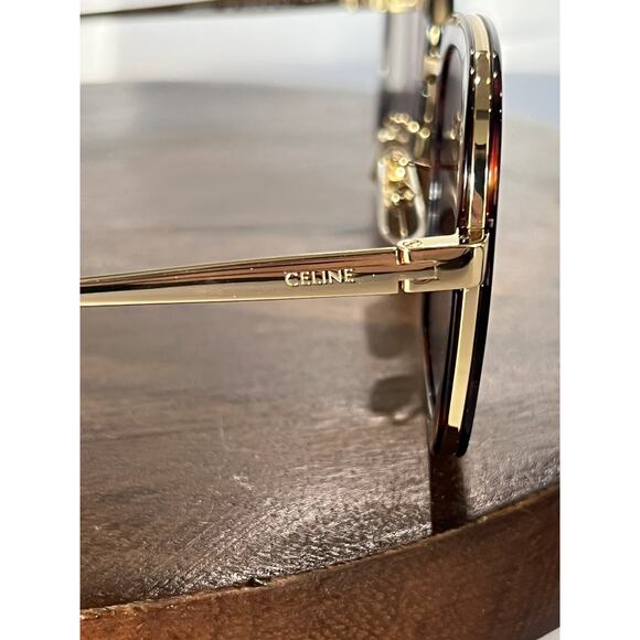 Celine cl40202u 52e Gold and Tortoise Square Frame Sunglasses 53 24 145 main image 6